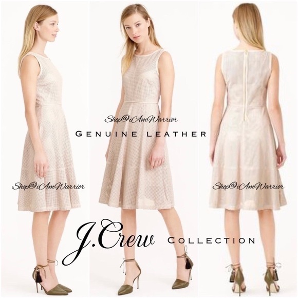 J.Crew Collection NWT rare ecru perforated leather a-line dress *shop@iamwarrior - Picture 1 of 11